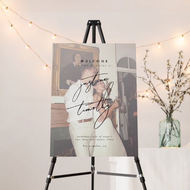 Modern Minimalist Script Wedding Welcome Sign (In Situ (Stand))