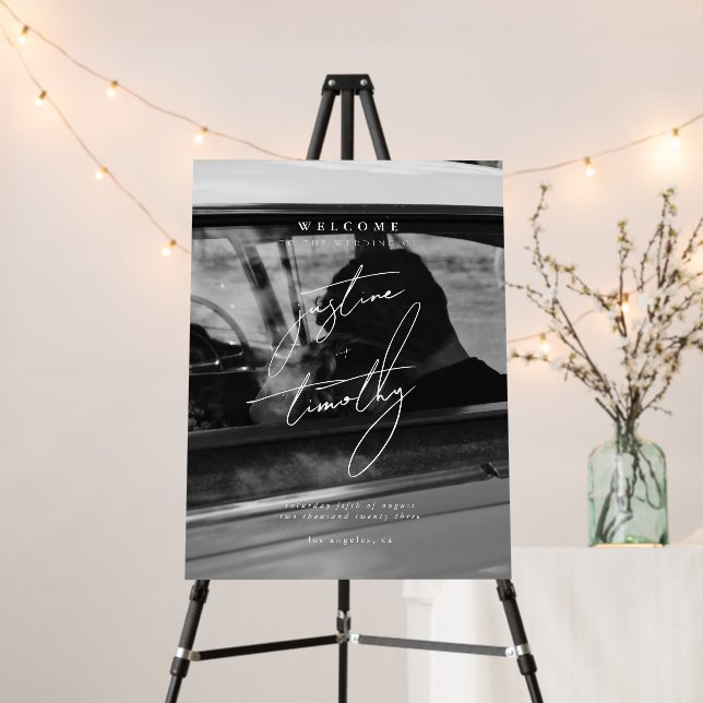 Modern Minimalist Script Wedding Welcome Sign (In Situ (Stand))