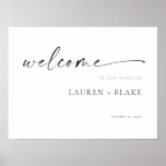 Modern Minimalist Script Wedding Welcome Sign<br><div class="desc">This simple yet chic sign is the perfect way to welcome guests to your wedding! Featuring a handwritten script font paired with simple serif and sans serif fonts. Customize the sign with your names, and add the date or location (or whatever you'd like) on the bottom. If you love this...</div>