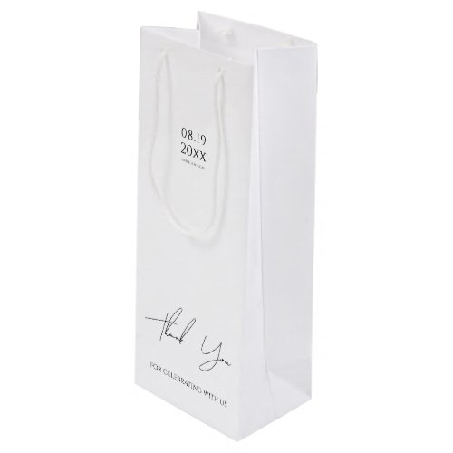 Modern Minimalist Script Wedding Wine Gift Bag