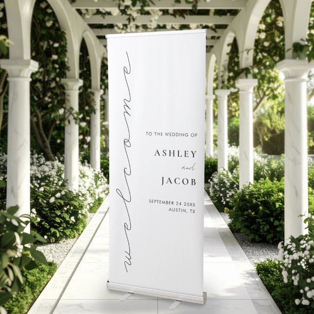 Modern Minimalist Script Welcome Wedding Retractable Banner (Creator Uploaded)