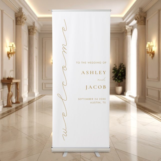Modern Minimalist Script Welcome Wedding Retractable Banner (Creator Uploaded)