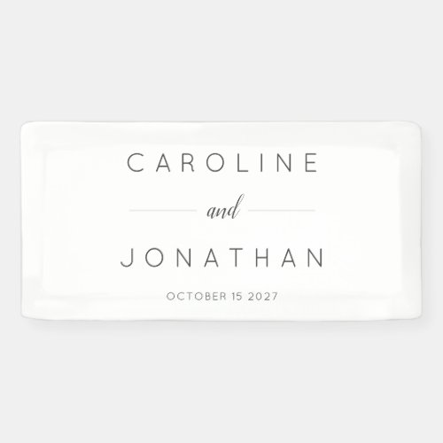 Modern Minimalist Script White Custom Wedding Banner