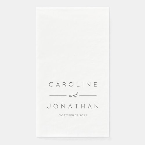 Modern Minimalist Script White Custom Wedding Paper Guest Towels