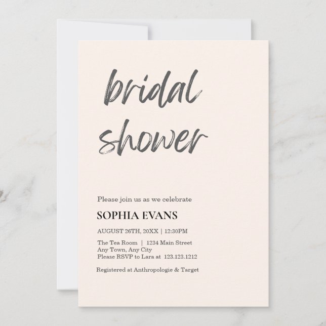 Modern Minimalist Seashell Bridal Shower Invitation (Front)