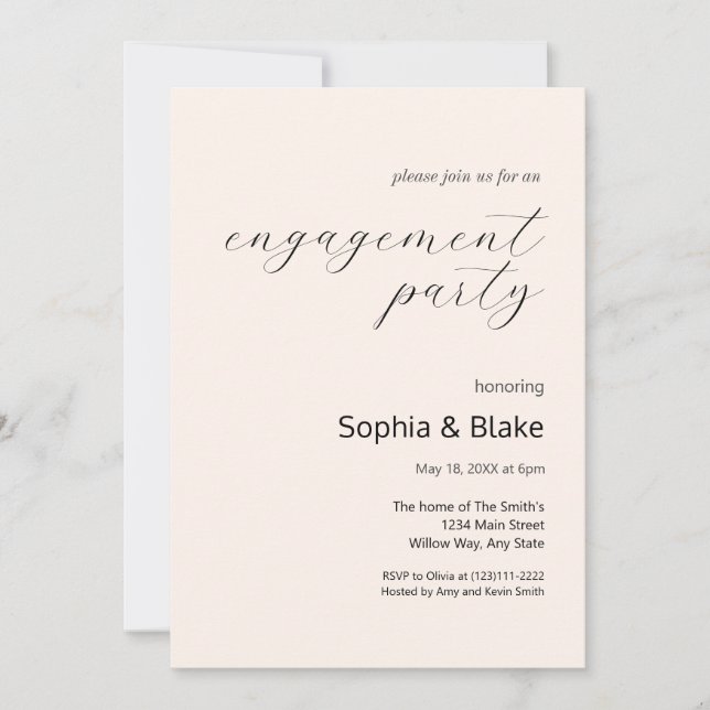 Modern Minimalist Seashell Engagement Party Invitation (Front)