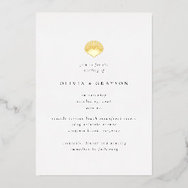 Modern Minimalist Seashell Wedding Foil Wedding Foil Invitation