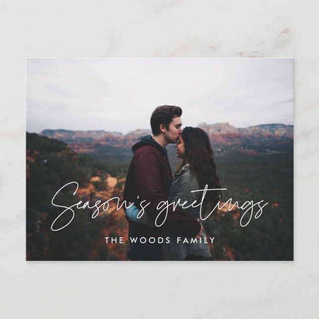 Modern minimalist Season's Greetings photo Postcard (Front)