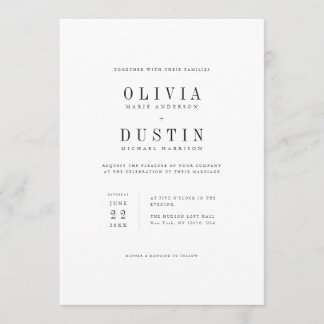 Modern Minimalist Serif Wedding Invitation