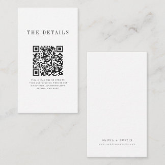 Modern Minimalist Serif Wedding Mini Details Cards