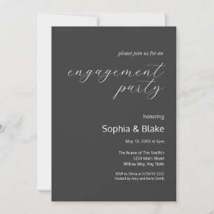 Modern Minimalist Shadow Gray Engagement Party Invitation