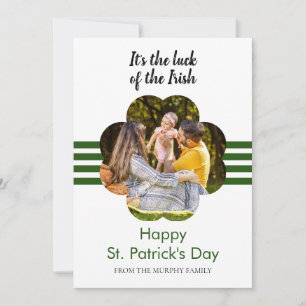 Modern Minimalist Shamrock Photo St. Patricks Day Holiday Card