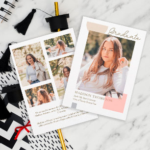 Modern Minimalist Shape Overlay Photo Graduation Announcement