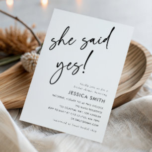 Modern Minimalist She Said Yes Bridal Shower Invitation