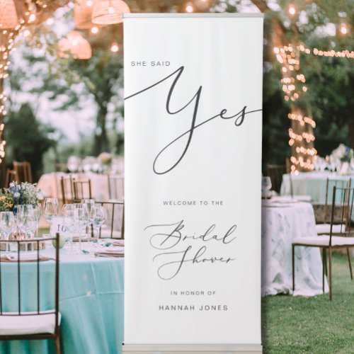 Modern Minimalist She Said Yes Bridal Welcome Sign