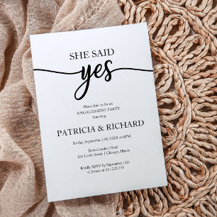 Modern Minimalist She Said Yes Engagement Party Invitation
