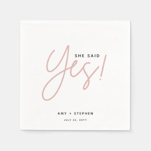 Modern Minimalist She Said Yes Engagement Party Napkins