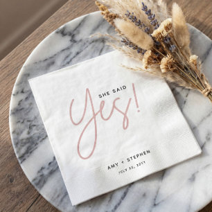 Modern Minimalist She Said Yes Engagement Party Napkins