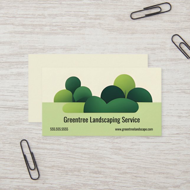 Modern Minimalist Shrubs Landscaping Service Business Card (Front/Back In Situ)