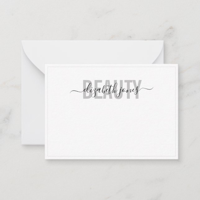 Modern Minimalist Signature Black and White Note Card (Front)