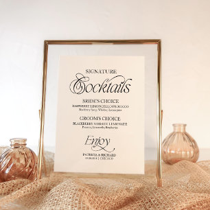 Modern Minimalist Signature Cocktails Wedding Sign