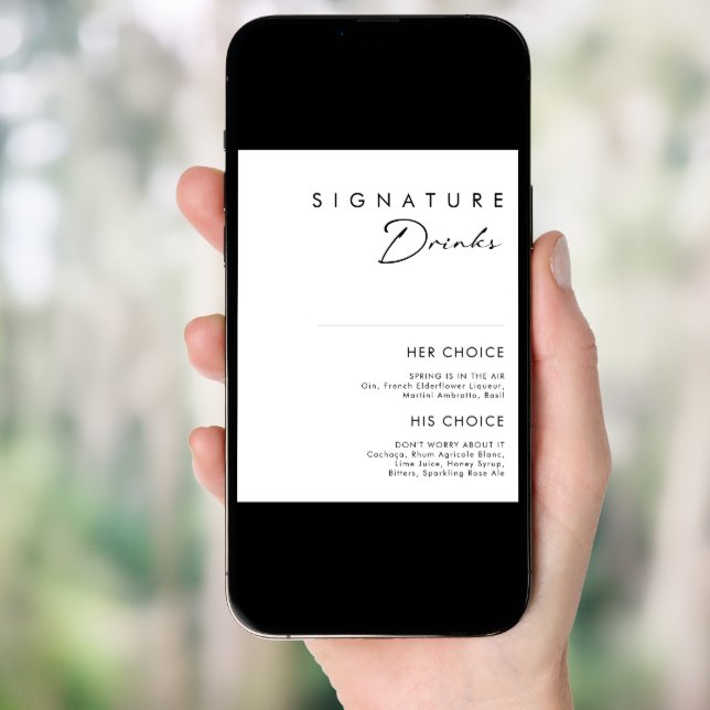 Modern Minimalist Signature Drinks Sign (Front Digital)