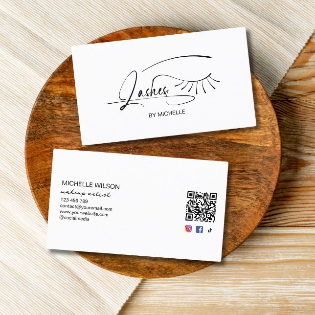 Modern Minimalist Signature Makeup Artist Lashes Business Card (Creator Uploaded)