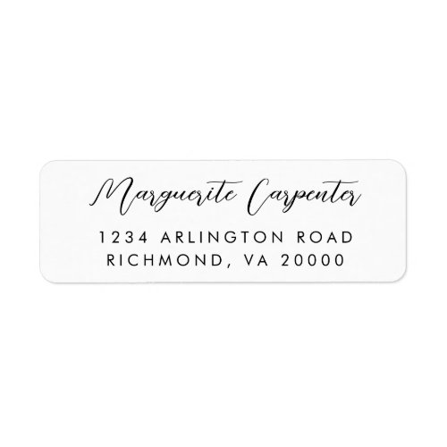 Modern Minimalist Signature Script Return Address Label