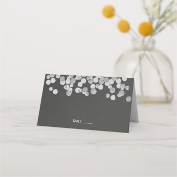 Modern Minimalist Silver And Black Wedding Place Card by melanileestyle at Zazzle