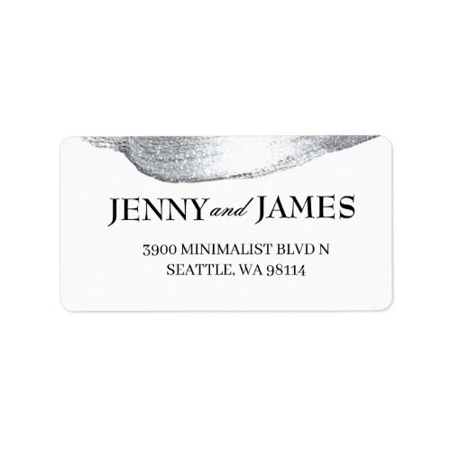 Modern Minimalist Silver Glitter Wedding Address   Label