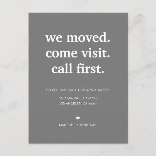 Modern Minimalist Silver Weve Moved Moving Announcement Postcard