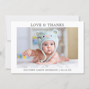 Modern Minimalist Simple Baby Love Thanks Thank You Card