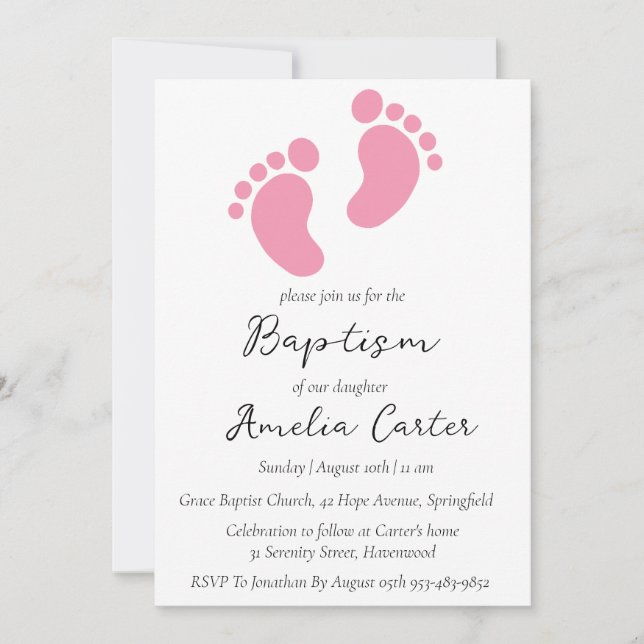 modern minimalist simple baptism invitations (Front)