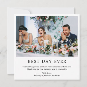 Modern Minimalist Simple Best Day Ever Square Thank You Card