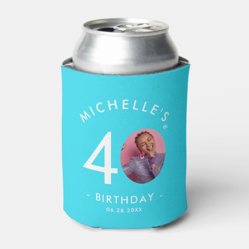 Modern Minimalist Simple Birthday Party Photo Can Cooler