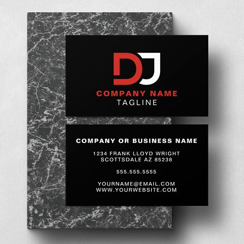 Modern Minimalist Simple Black and Red Cool DJ  Business Card