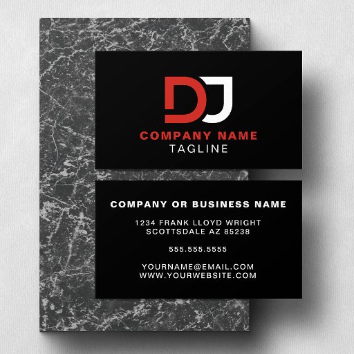 Customizable Modern Minimalist Simple Black and Red Cool DJ  Business Card