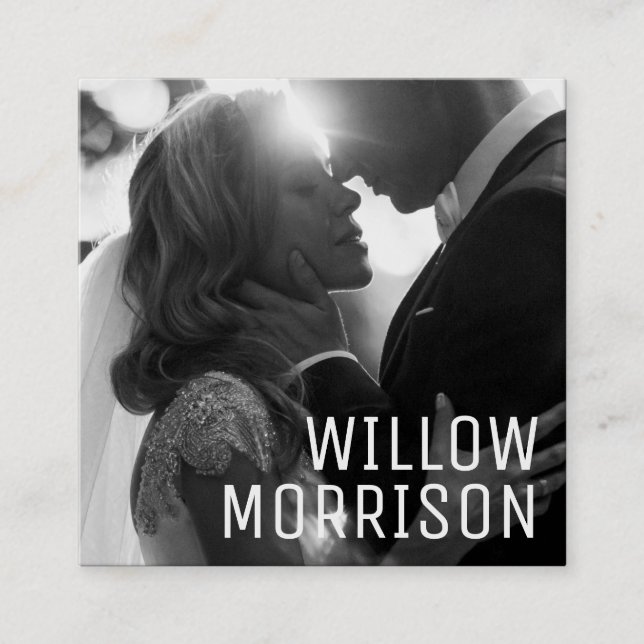 Modern Minimalist Simple Black Professional Photo Square Business Card (Front)