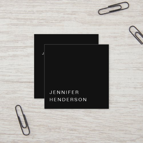 Modern minimalist simple black professional square business card