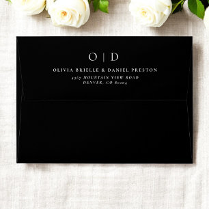 Modern Minimalist Simple Black Wedding Envelope