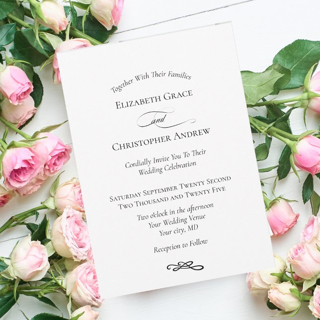 Modern Minimalist Simple Black White Wedding Invitation (Creator Uploaded)