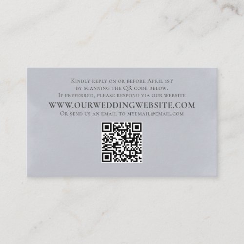 Modern Minimalist Simple Blue QR Code RSVP Enclosure Card