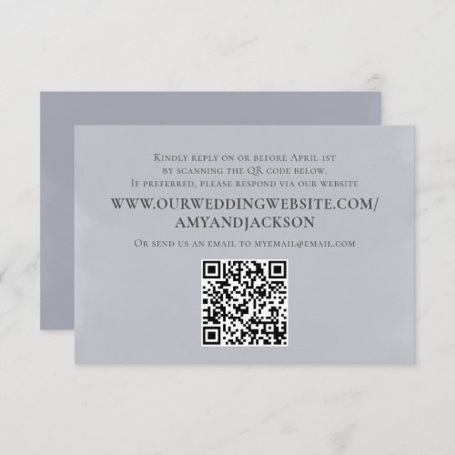 Modern Minimalist Simple Blue QR Code Website RSVP Card