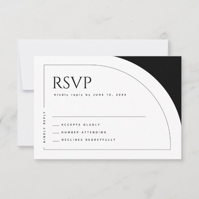 Modern Minimalist Simple Bold Arch Clean Wedding RSVP Card (Front)