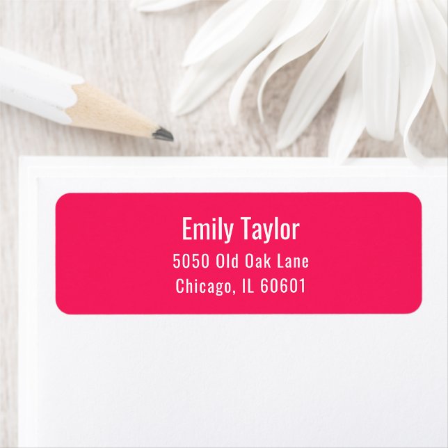 Modern Minimalist Simple Bright Pink Address Label (Creator Uploaded)