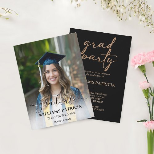 Modern Minimalist Simple Casual Photo Graduation  Invitation