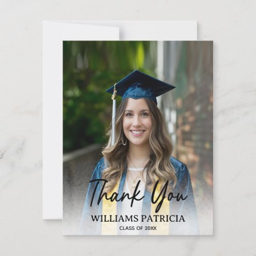 Modern Minimalist Simple Casual Photo Graduation Thank You Card