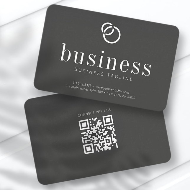 Modern Minimalist Simple Chic Logo Scan QR Code Business Card (Creator Uploaded)