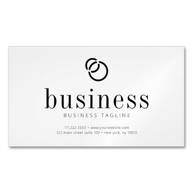 Modern Minimalist Simple Chic Logo Scan QR Code Business Card Magnet (Front)