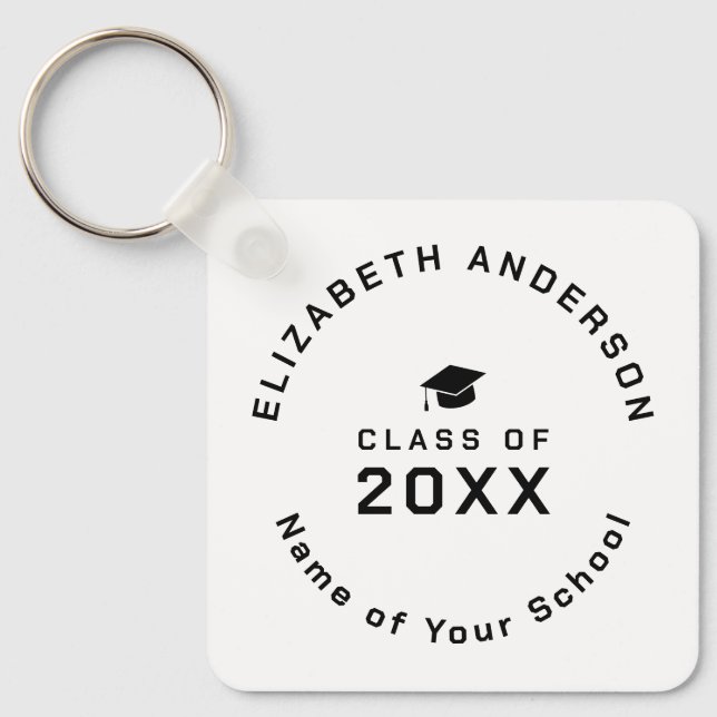 Modern Minimalist Simple Class of 2024 Graduation Keychain (Front)